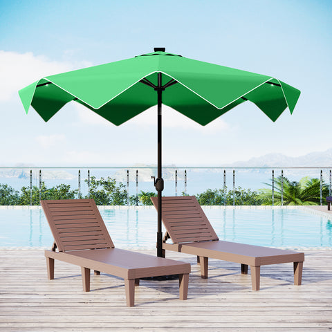9/10ft Auto-Tilt LED Solar Lights Market Patio Umbrella with Ruffles