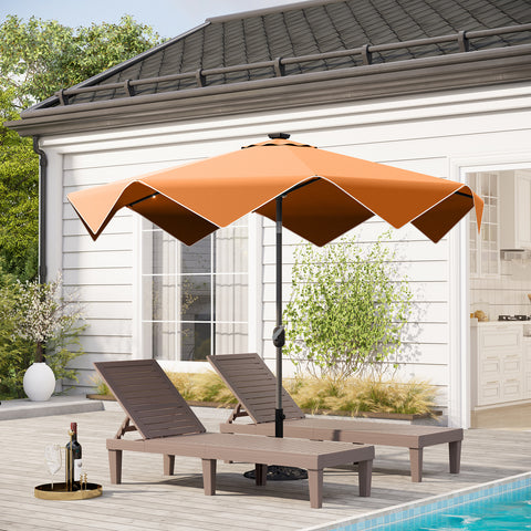 9/10ft Auto-Tilt LED Solar Lights Market Patio Umbrella with Ruffles