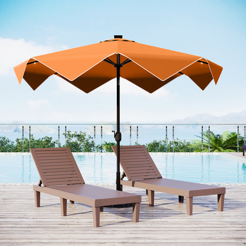 9/10ft Auto-Tilt LED Solar Lights Market Patio Umbrella with Ruffles