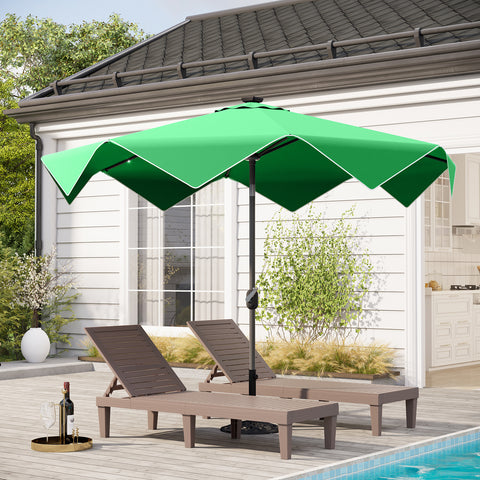 9/10ft Auto-Tilt LED Solar Lights Market Patio Umbrella with Ruffles