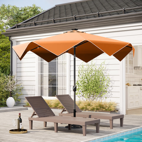 9/10ft Auto-Tilt LED Solar Lights Market Patio Umbrella with Ruffles