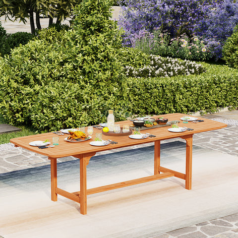 Acacia Wood Patio Furniture Set Adjustable Table & Fixed Chairs