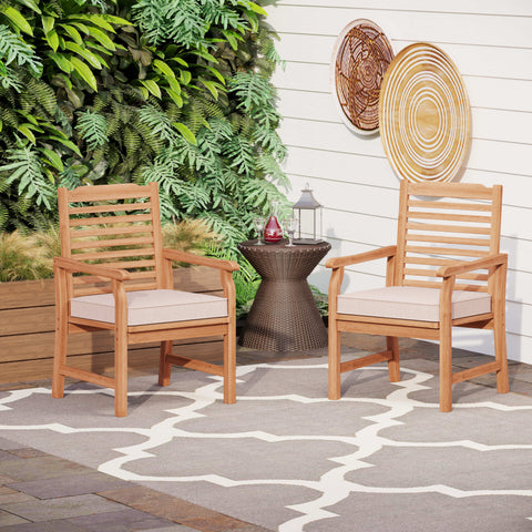 Acacia Wood Patio Furniture Set Adjustable Table & Fixed Chairs