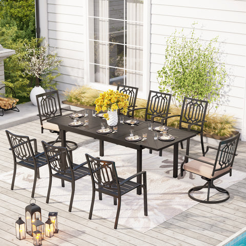 9-piece / 7-piece Patio Dining Sets Expandable Table and Classic Steel Chairs