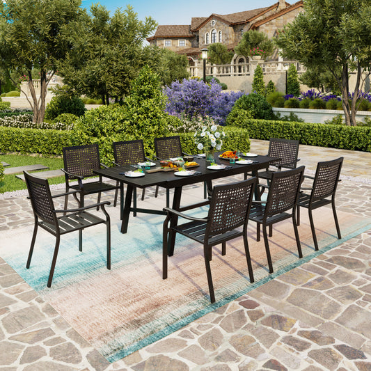 9/7-Piece Patio Dining Set Reinforced Expandable Table & Stackable Chairs