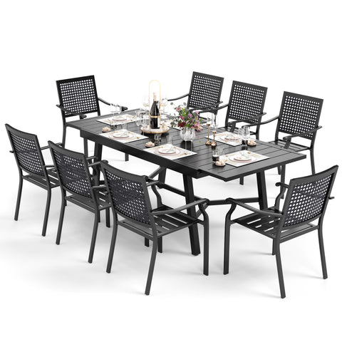 9/7-Piece Patio Dining Set Reinforced Expandable Table & Stackable Chairs