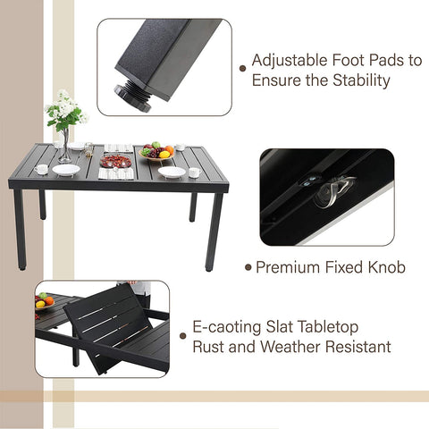 Extendable Table & Textilene Reclining Chair Patio Dining Set