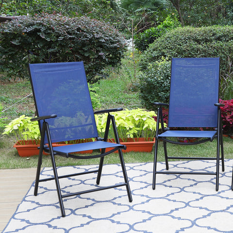 Pre-assembled Aluminum & Steel Frame Reclining Folding Sling Chair, Set of 2