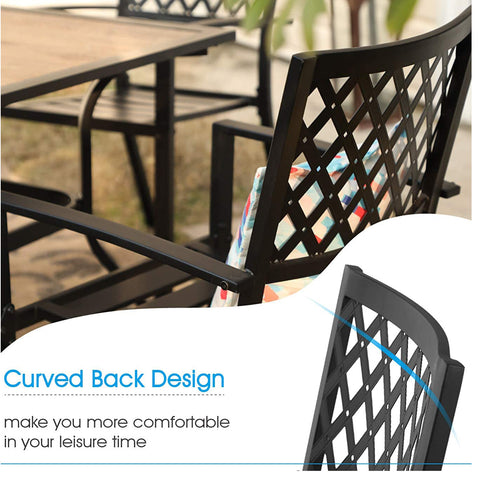 Adjustable Steel Table and Stackable Chairs Metal Outdoor Patio Dining Sets