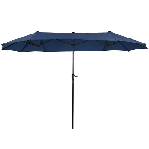 8-Piece Outdoor Dining Set with 13ft Umbrella Steel Rectangle Table & 6 Stackable Chairs