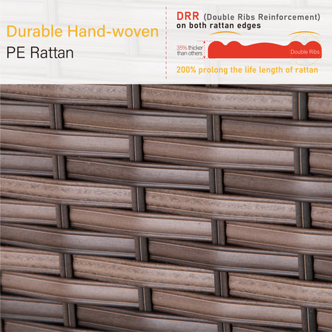50,000 BTU Patio Fire Pit Table with Rattan Side Boards