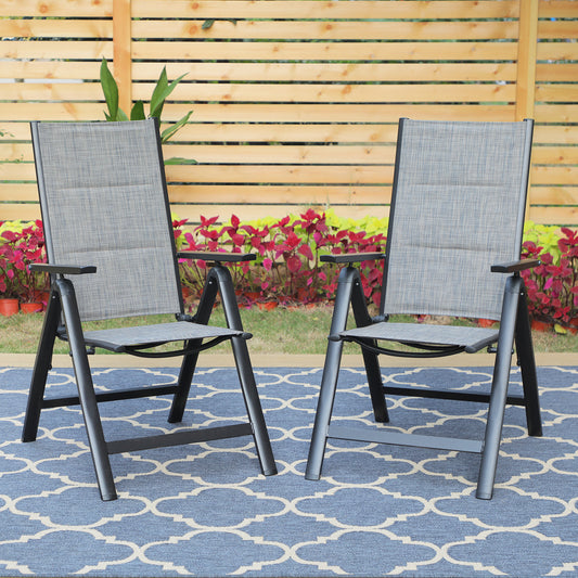 Pre-assembled Patio Padded Textilene Foldable Chairs, Set of 2