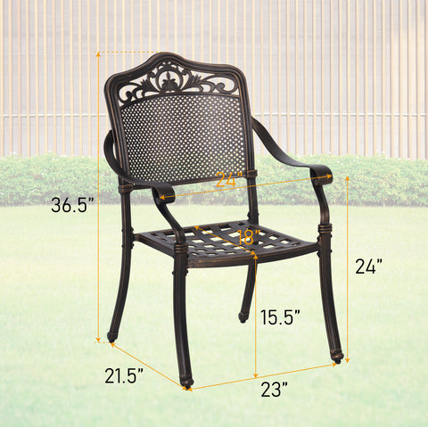 Cast Aluminum Pattern Patio Dining Chairs, Set of 2