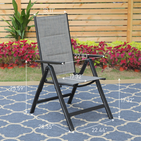 Pre-assembled Patio Padded Textilene Foldable Chairs, Set of 2