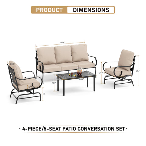 American Style Elegant Back Pattern Patio Sofa Set