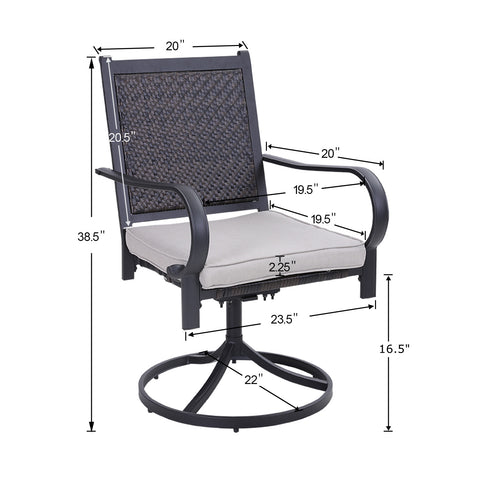 7-Piece Outdoor Dining Set Steel Table & Rattan Swivel Chairs