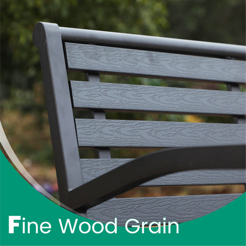 Steel Wood-Plastic Outdoor Bench for Park, Garden, Backyard