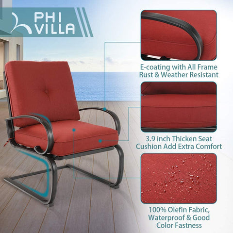 C-Spring Metal Cushioned Lounge Chairs