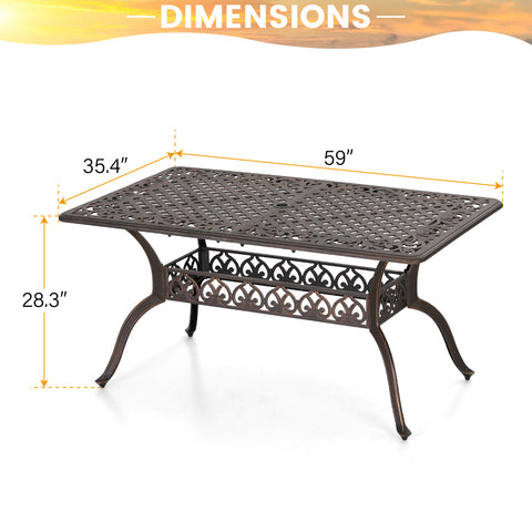 7-Piece Cast Aluminum Pattern Patio Dining Set with Bronze Coating