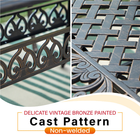 7-Piece Cast Aluminum Pattern Patio Dining Set with Bronze Coating