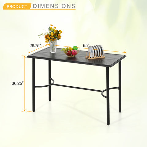 Embossed Large Height Metal Patio Bar Table with bowed bar