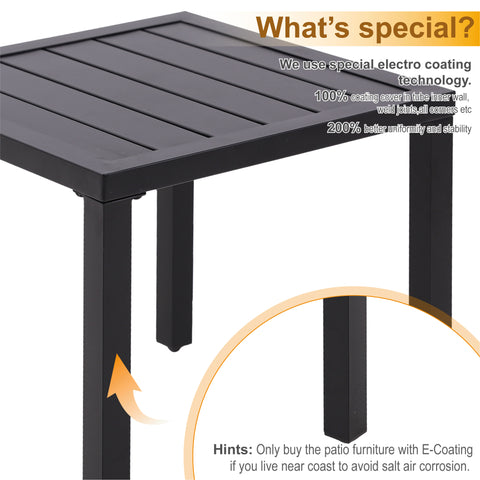 Black Small Metal Square Side Coffee Bistro Table