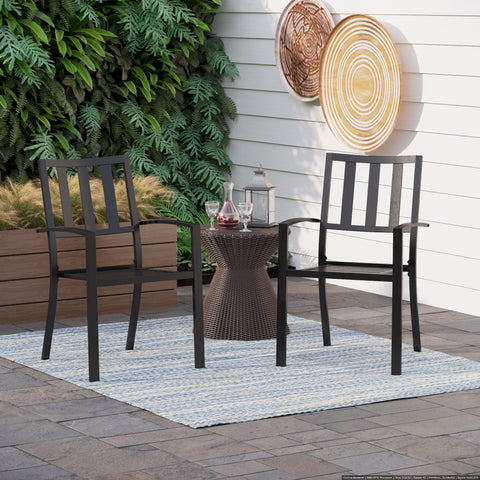 Outdoor Patio Metal Dining Chairs for Garden, Backyard