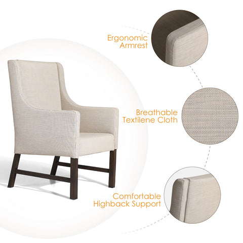 Patio Textilene Fabric Padded Accent Chairs, Set of 2