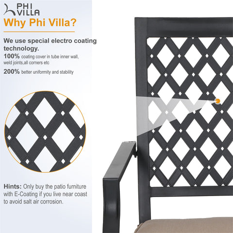 Adjustable Patio Table and Cushioned Swivel Chairs Large Metal Outdoor Patio Dining Sets