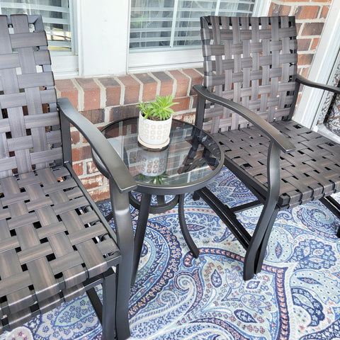 5-Piece Patio Conversation Set with Ottomans and Table