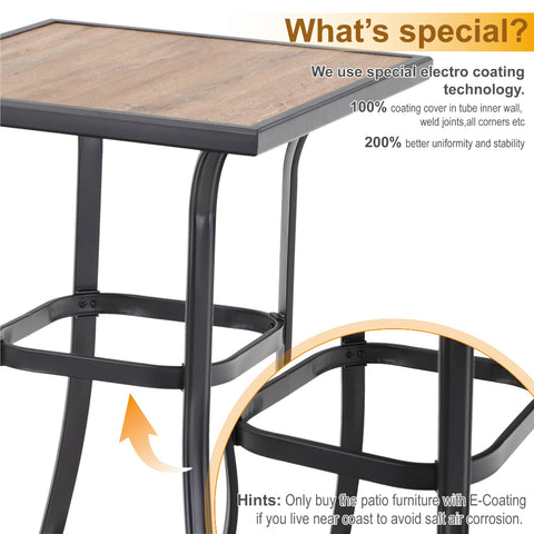 High Bar Table with Wood-like PVC Tabletop