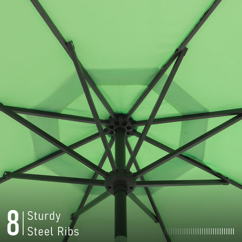 9/10ft Auto-Tilt LED Solar Lights Market Patio Umbrella with Ruffles