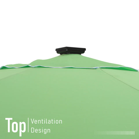 9/10ft Auto-Tilt LED Solar Lights Market Patio Umbrella with Ruffles