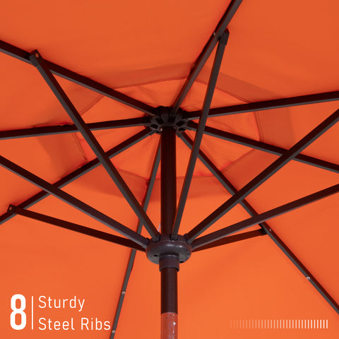 9/10ft Auto-Tilt LED Solar Lights Market Patio Umbrella with Ruffles
