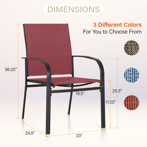 9-Pcs Patio Dining Set Extra Large Square Table & Textilene Fixed Chairs