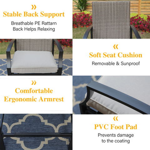 PHI VILLA 2-Piece Rattan Chair Back Cushioned High Bar stool