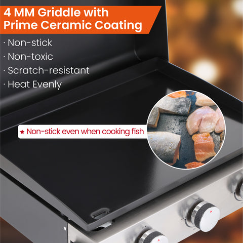 22" Ceramic Coated Plate Tabletop Portable Propane Griddle Grill 24,000 BTU