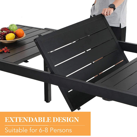 Adjustable Steel Table and Stackable Chairs Metal Outdoor Patio Dining Sets