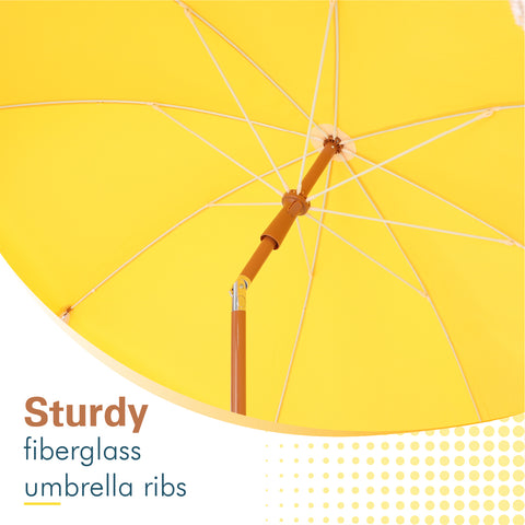 7ft Auto-Tilt Beach Tassel Umbrella With Handy Carry Bags