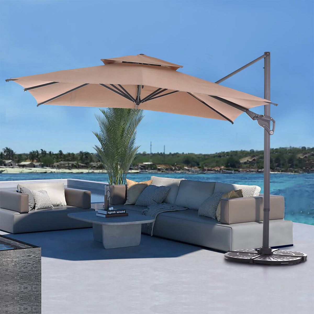 10ft Patio Cantilever Umbrella Square Outdoor Offset Umbrella