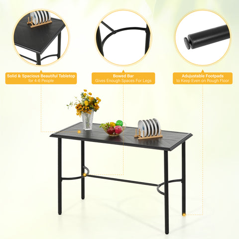 Embossed Large Height Metal Patio Bar Table with bowed bar