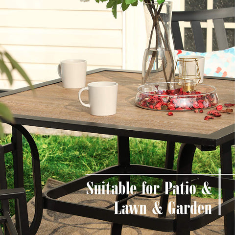 Black Frame Outdoor Dining Table with Umbrella Hole