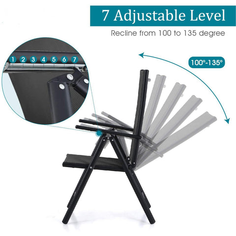 7-Piece Patio Dining Set Bowed-bar Table & Textilene Foldable Chairs