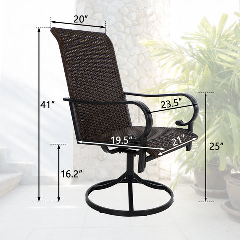 Rattan Swivel Patio Dining Chairs, Set of 2