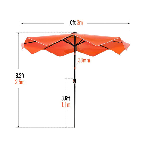 9/10ft Auto-Tilt LED Solar Lights Market Patio Umbrella with Ruffles