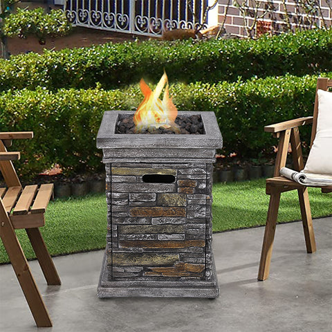 18 inch, 30000BTU Outdoor Square Terrafab Gas Fire Column with Waterproof Cover and Touch-up Pen