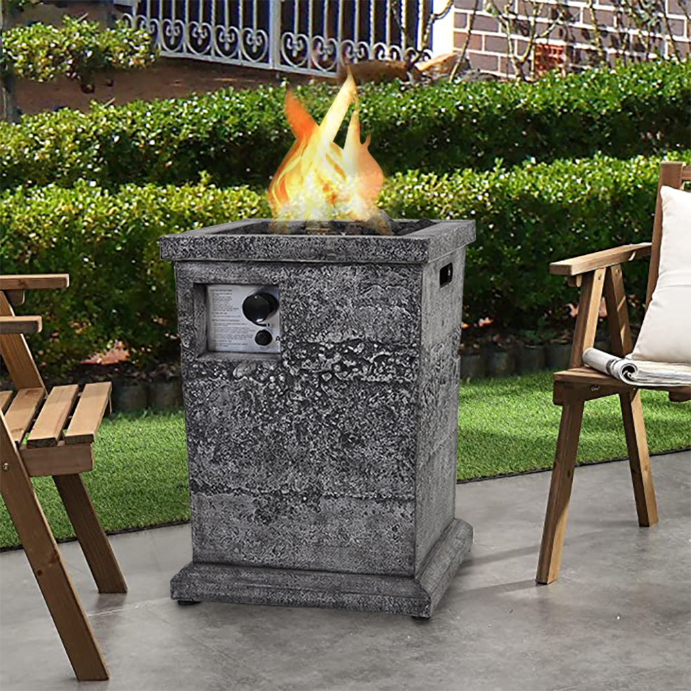 18 inch, 30000BTU Outdoor Square Terrafab Gas Fire Column with Waterproof Cover and Touch-up Pen