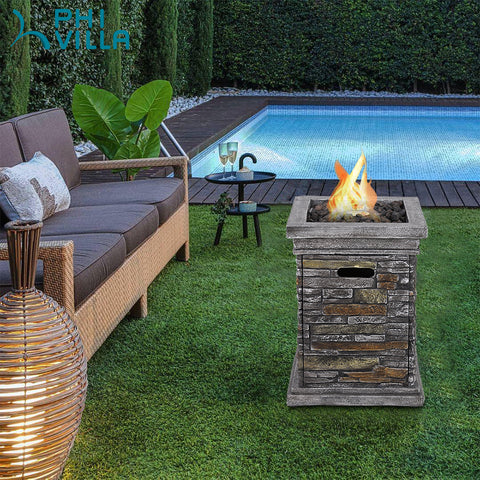 18 inch, 30000BTU Outdoor Square Terrafab Gas Fire Column with Waterproof Cover and Touch-up Pen