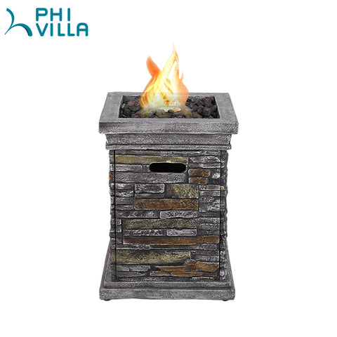 18 inch, 30000BTU Outdoor Square Terrafab Gas Fire Column with Waterproof Cover and Touch-up Pen
