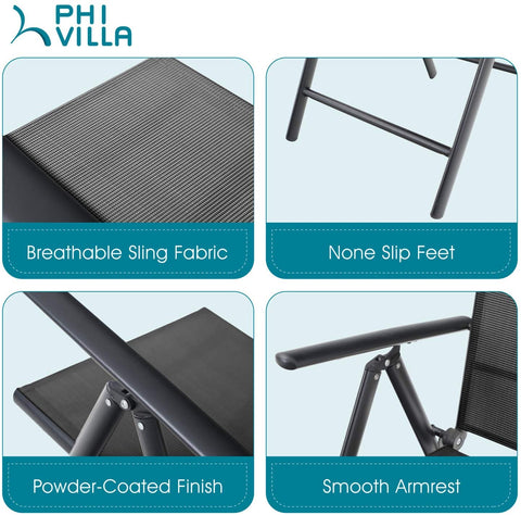 Extendable Table & Textilene Reclining Chair Patio Dining Set